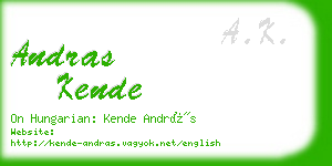 andras kende business card